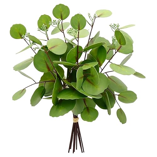 8 Pack Silver Dollar Eucalyptus Greenery 14 Inches Faux Eucalyptus
