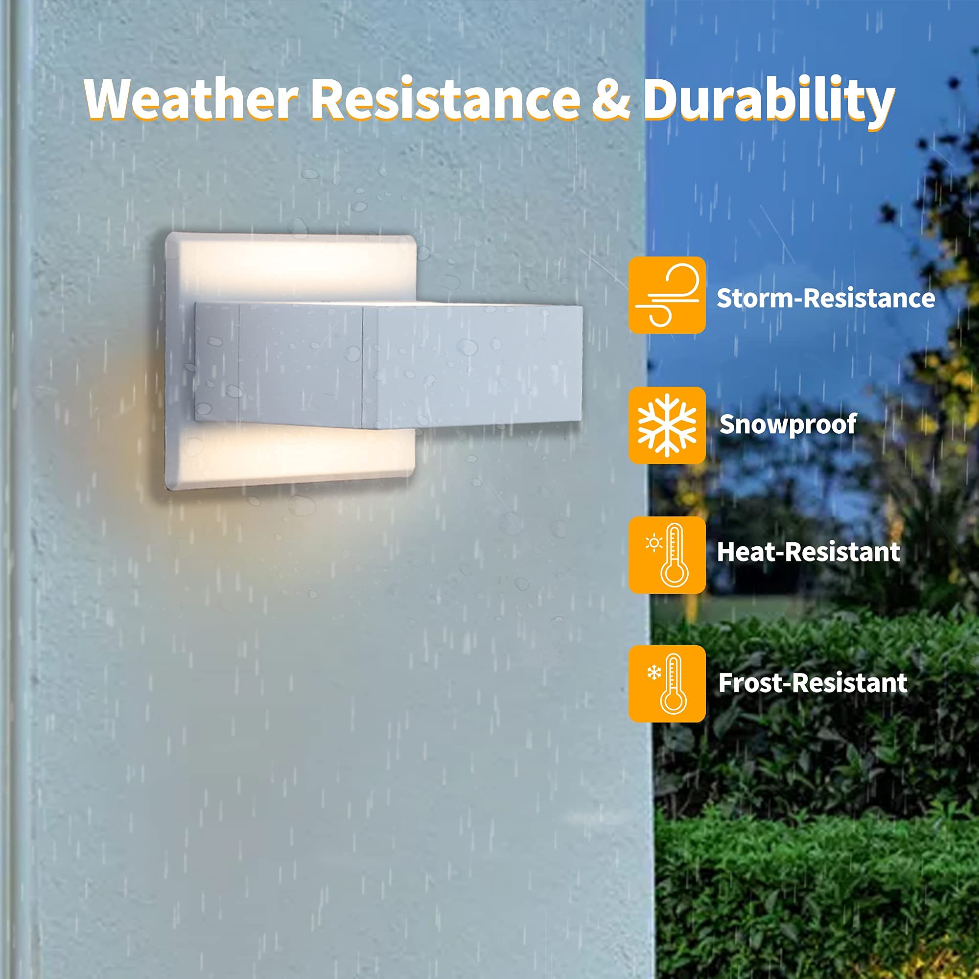 Inowel Outdoor Wall Light Up Down LED Sconce Wall Mount Lamp White Modern Wall Lantern Fixture Aluminum Lights for Porch Front Door Garden Yard Patio IP54 Waterproof 7.5W 240Lm 3000K