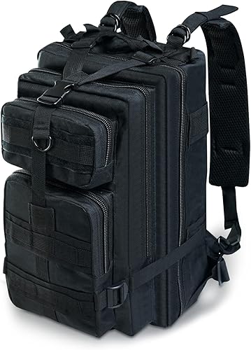 Olixi Mochila táctica 30L militares impermeables con sistema MOLLE para exteriores senderismo viajes camping Negro - Mochilas de viaje