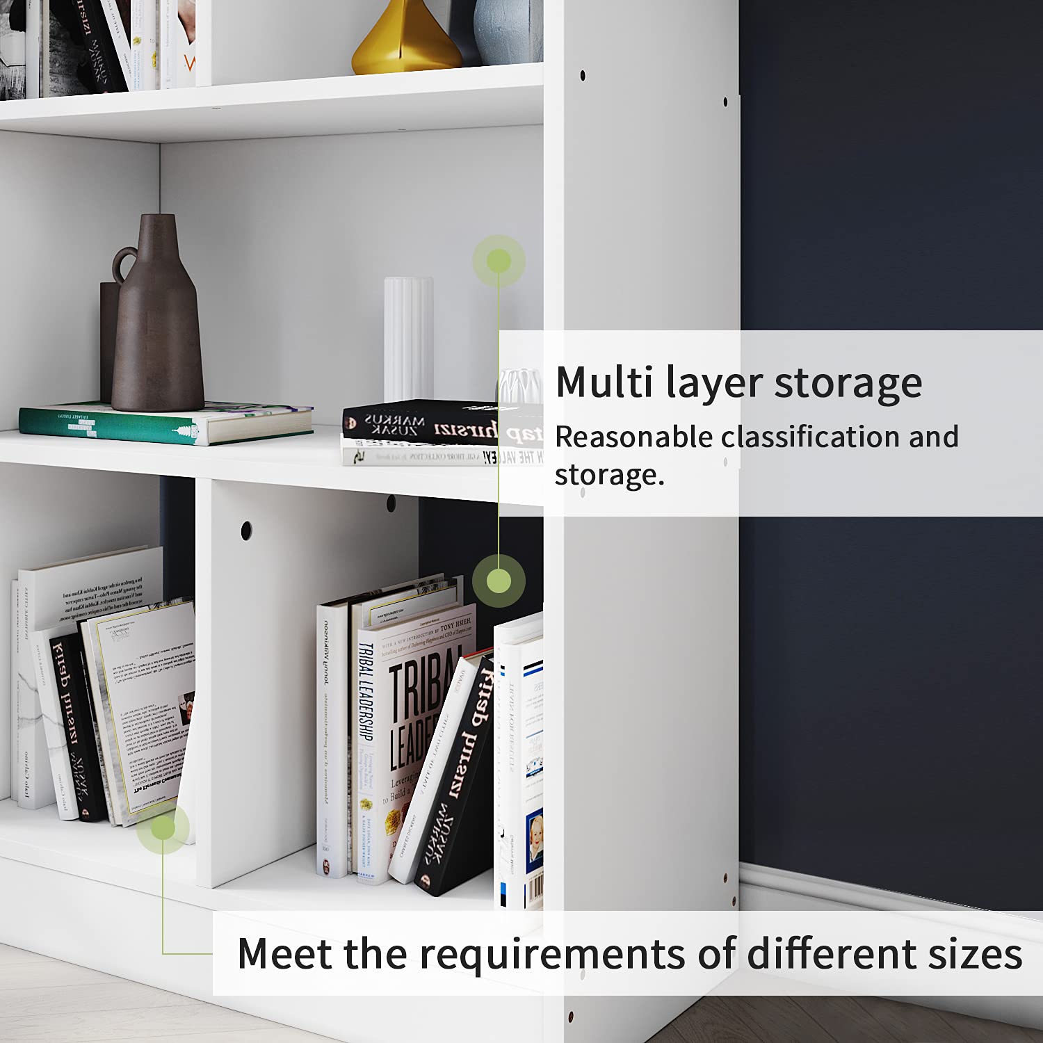 ELEGANT Bookcase White Bookshelf 3 Tier Storage Unit Wooden Display Shelves Freestanding Book Rack for Living Room Office Bedroom Study Room - Image 3