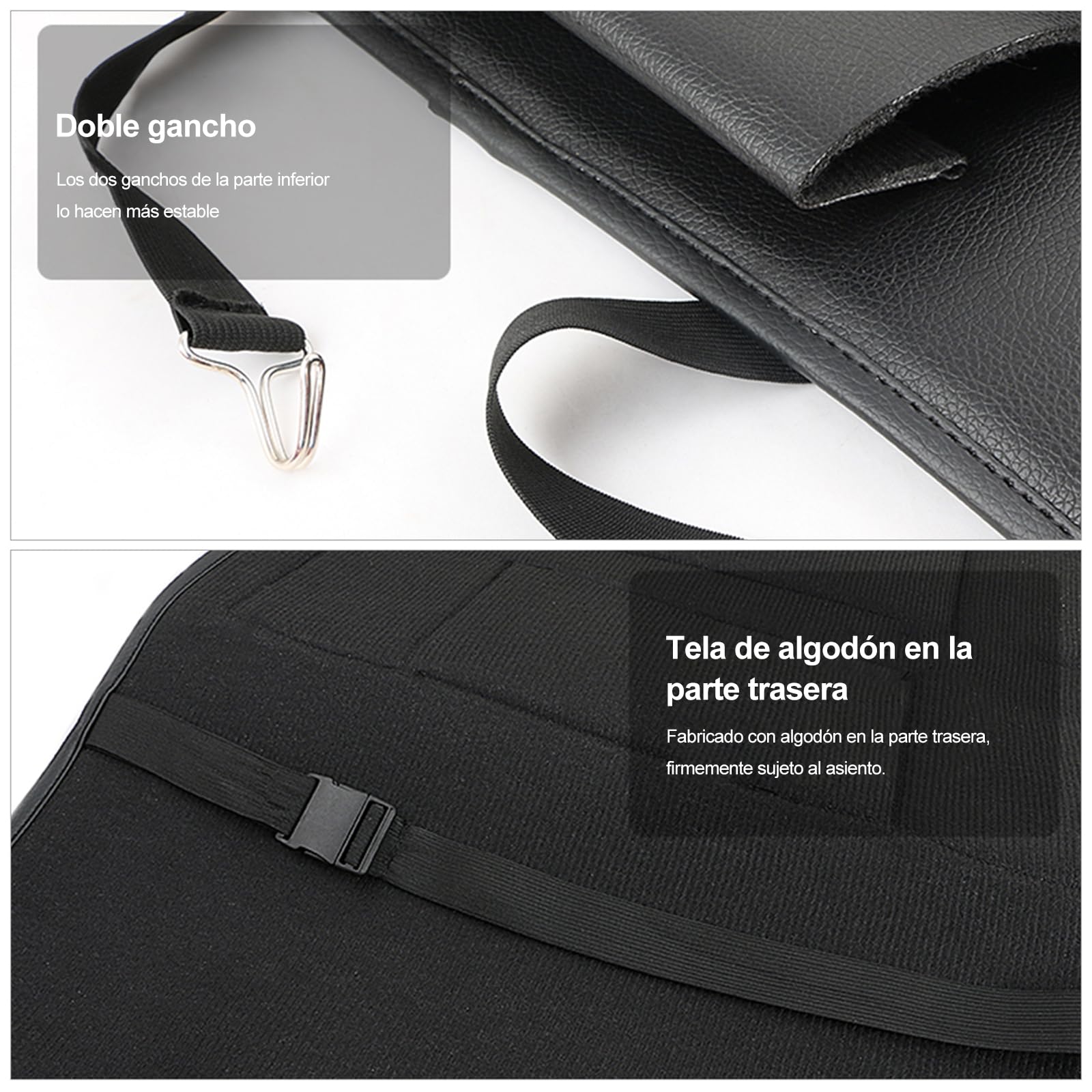 Ergocar 2 Paquetes de Pu Organizadores de Coches de Cuero, Cubierta Protectora para el Asiento Trasero, Estera de Protección para el Auto Asiento Trasero para el Automóvil - Negro