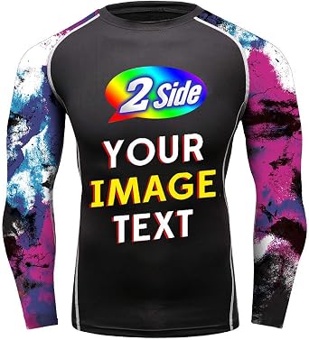 O2TEE Design Your Own Long Sleeve Compression Trainning Top Front & Back Add Your Text