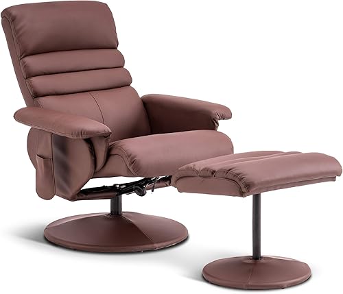 Miniatura 26 de MCombo Silla reclinable con otomana, silla reclinable con masaje, silla giratoria 360 de piel sintética, 7902 (gris oscuro) Gris