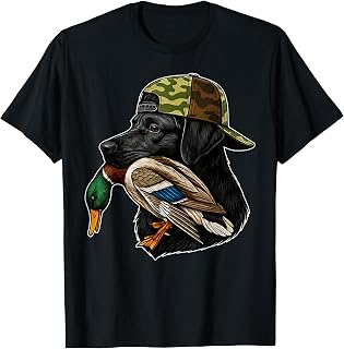 Labrador Retriever With Duck Hunting Camouflage Hat T-Shirt