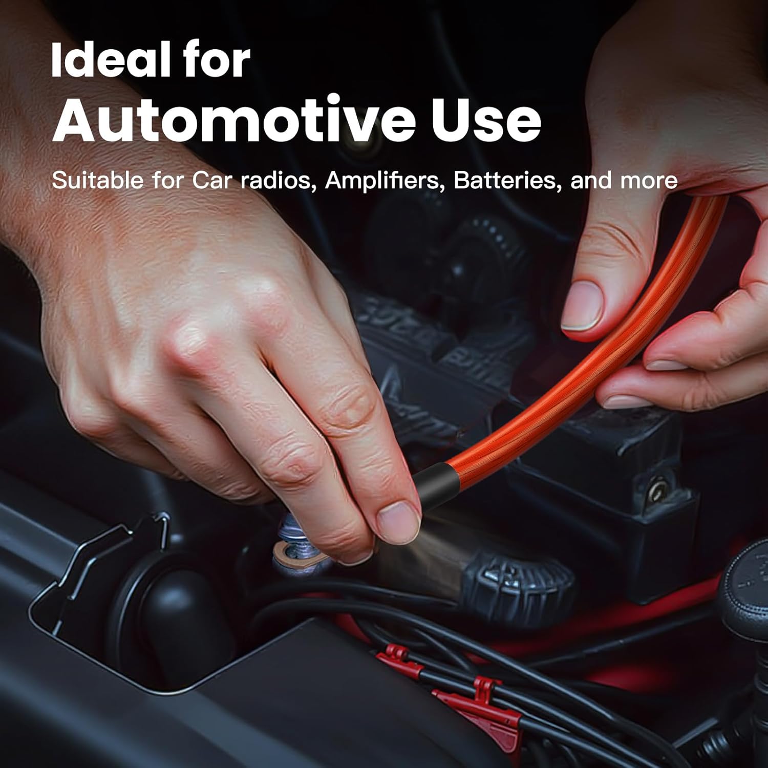 4 Gauge Battery Cable CCA Wire Kit, 25ft Each Red & Black with 15 Terminals & 20 Heat Shrink Tubes Low Voltage Primary Automotive Power & Ground Cable for Car Audio Amp Subwoofer RV Wiring