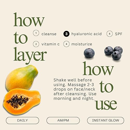 Miniatura 4 de Mudita Earth - Suero de ácido hialurónico con vitamina B5 y enzima de papaya, suero antienvejecimiento brillante para rostro, elasticidad e