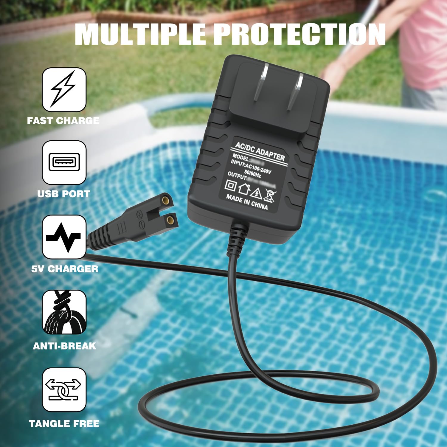 Fesasn Cargador De Aspiradora De Piscina De 5 V De 2 Pines Compatible Con Intex 28620e 28620ep Aspiradora De Natacion De Mano Para Limpieza Sobre El Fesasn Cargador De Aspiradora De Piscina De 5 V De 2 Pines Compatible Con Intex 28620e 28620ep Aspiradora De Natacion De Mano Para Limpieza Sobre El