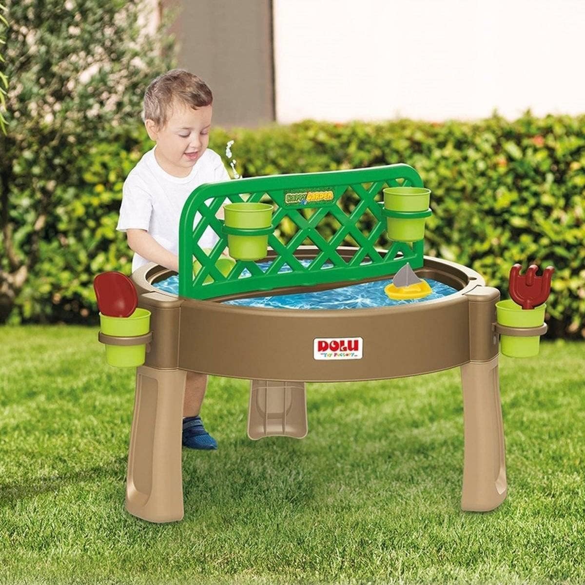 Dolu – Tavolo per Il Giardinaggio e la creatività in Sabbia e Acqua – Tavolo per attività o Giochi 4 in 1 con Scrivania e Lettino da Giardino per Bambini dai 2 ai 5 Anni - 80x80 cm