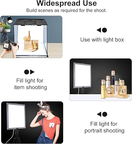 Miniatura 6 de PULUZ 15 ''15.0 in LED Fotografía Panel de luz sin sombras 1200LM 6000K Tres colores Temperatura regulable Luz de relleno LED Fondo Sombra