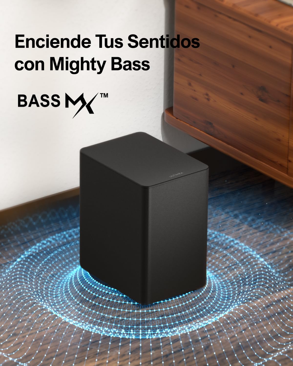 ULTIMEA 5.1 Barra de Sonido con Dolby Atmos, Sistema de Sonido Envolvente 3D, Barra de Sonido para TV con Subwoofer, 2 Altavoces Traseros, Soundbar Bluetooth 5.3 con Graves Ajustables, Poseidon D60