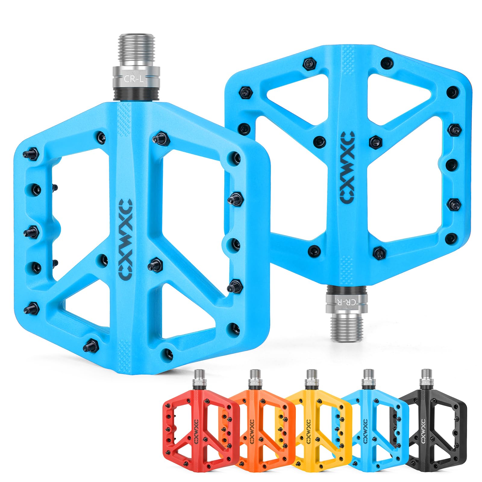 CXWXC Mountain Bike Pedals - Lightweight Nylon Fiber Bicycle Pedals - Platform Pedals for BMX Mountain Bike 9/16