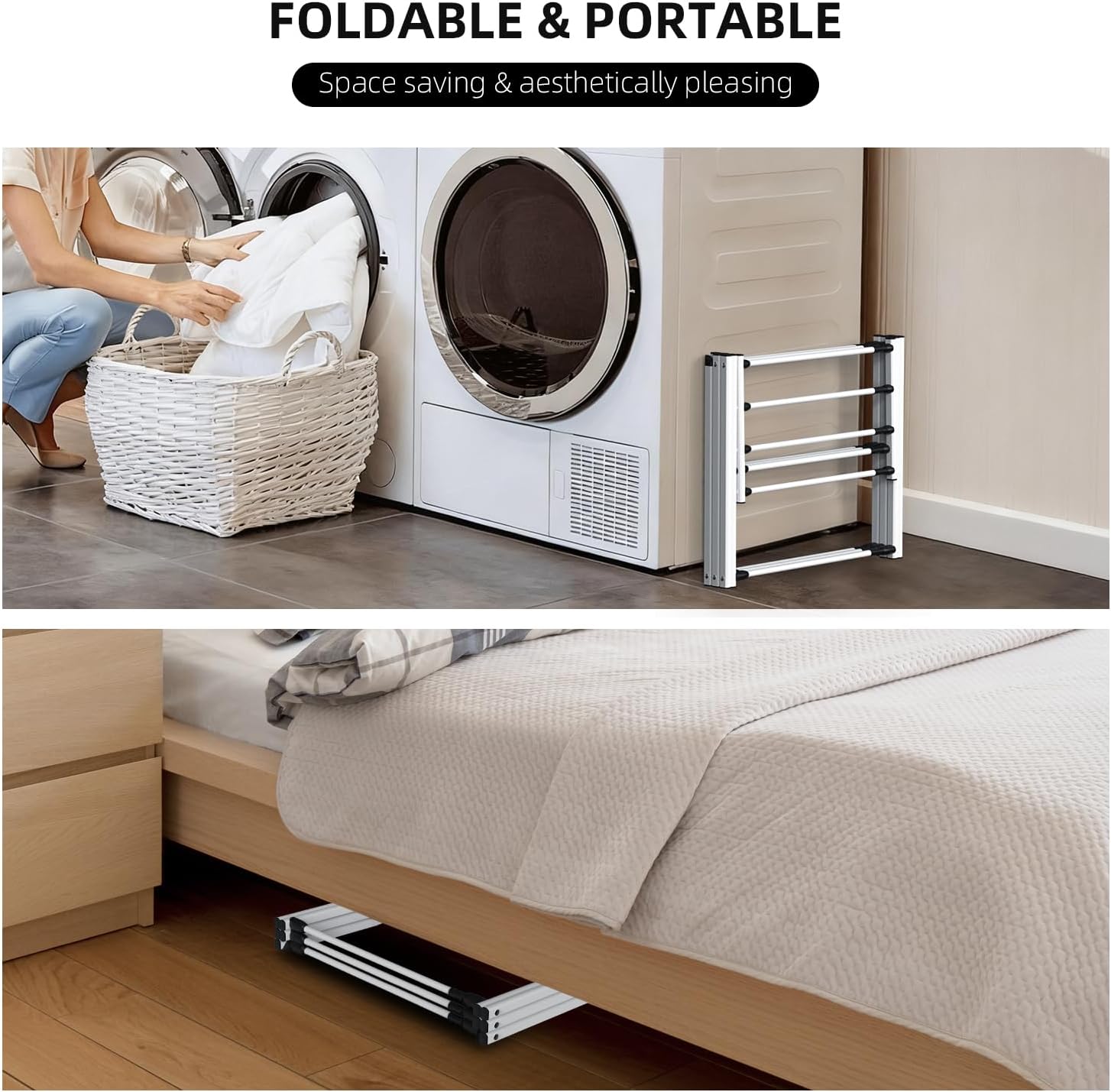 Foldable Clothes Drying Rack, Collapsible Laundry Drying Rack for Air Drying Clothing, Space-Saving Design for Indoor Outdoor Drying Rack Clothing (White)