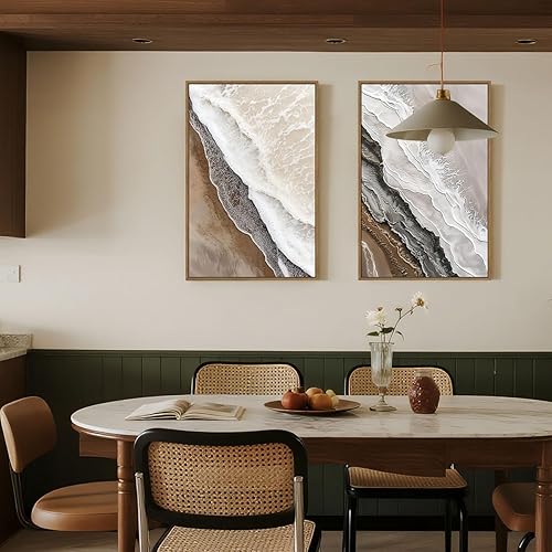 Miniatura 6 de Arte de pared enmarcado de playa costera, con textura de mar y playa, imágenes de decoración de pared, bohemio, abstracto, paisaje, océano,