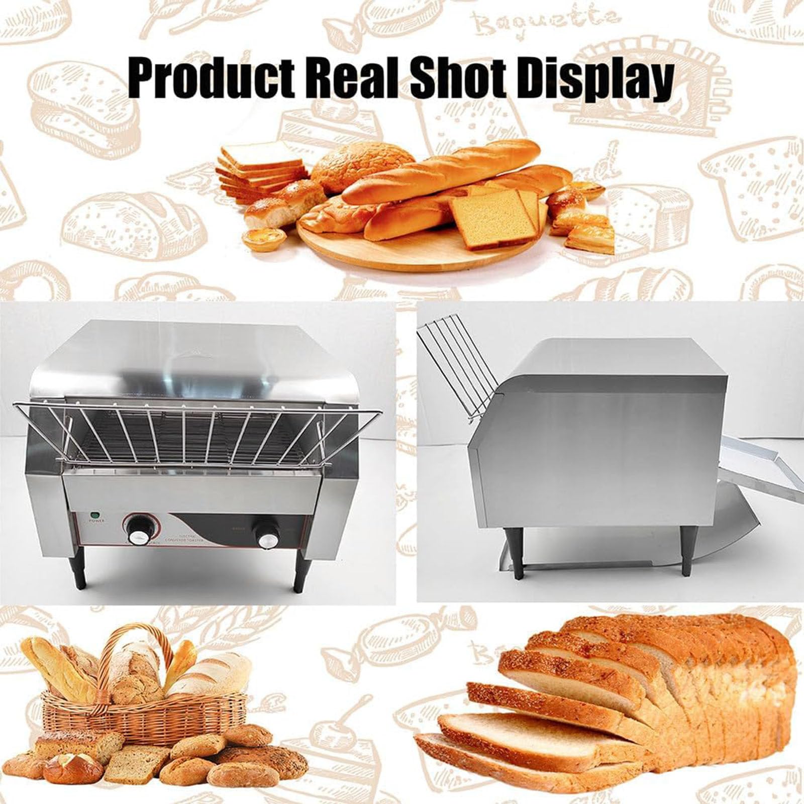Tostadora Comercial con Cinta transportadora, Control de Temperatura Profesional, para hoteles, restaurantes y cafeterías.,150pieces/H