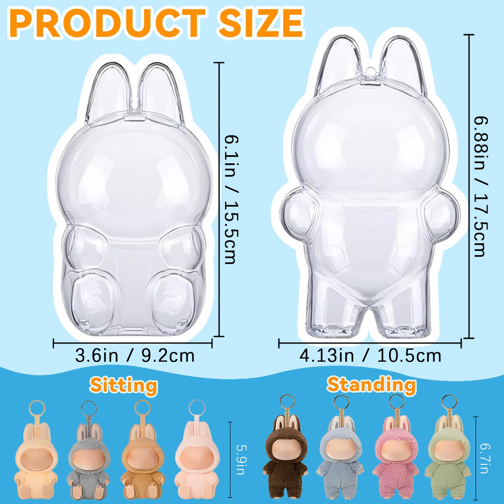 Clear Acrylic Display Case for Blind Box Figures Protective Case for Labubu The Monsters with Metal Hanging Chain - Image 2