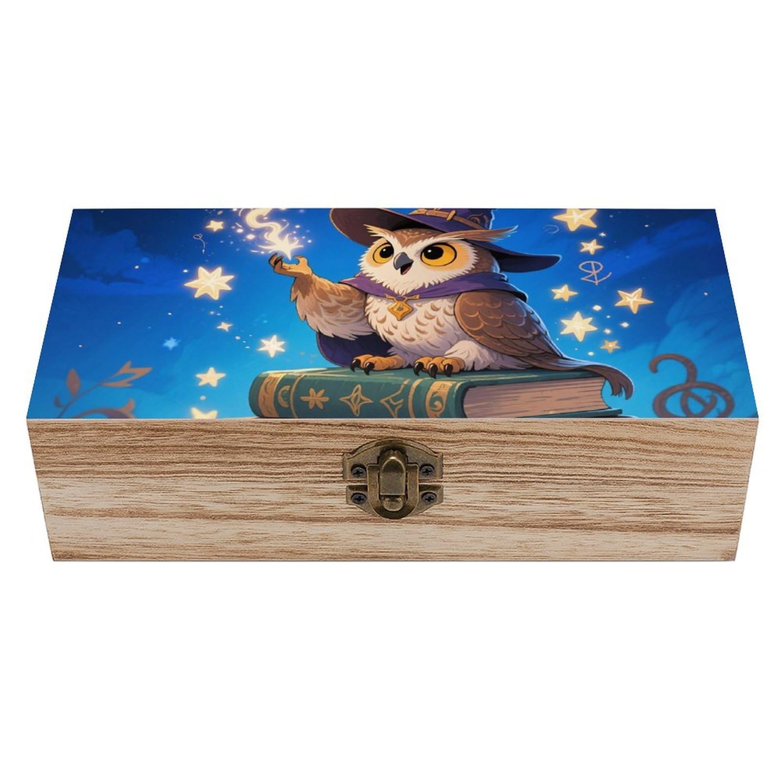 asbwuo Owl Wooden Keepsake Box Storage Boxes with Hinged Lid
