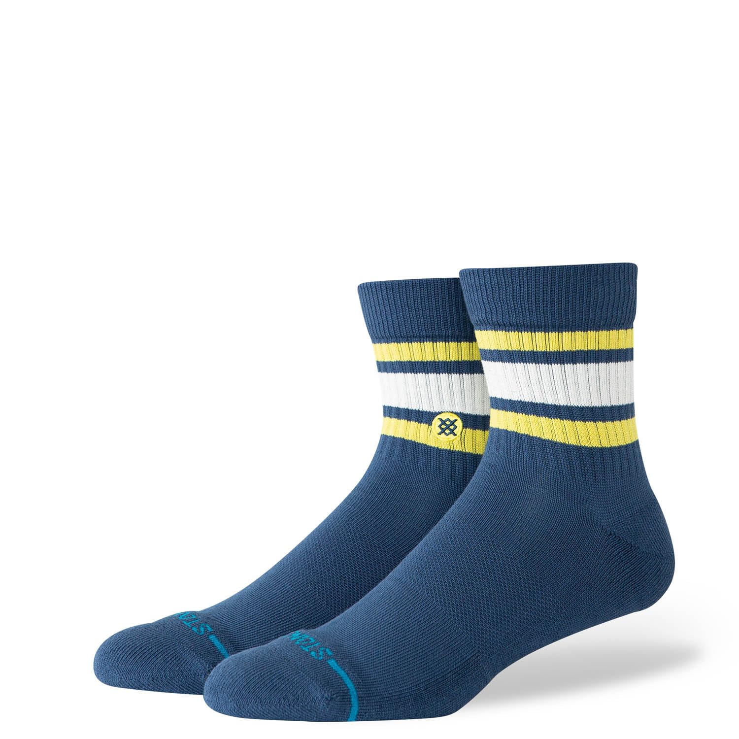 Stance Boyd Quarter Socks Deep Teal Striped Patterned Ankle Socks Large