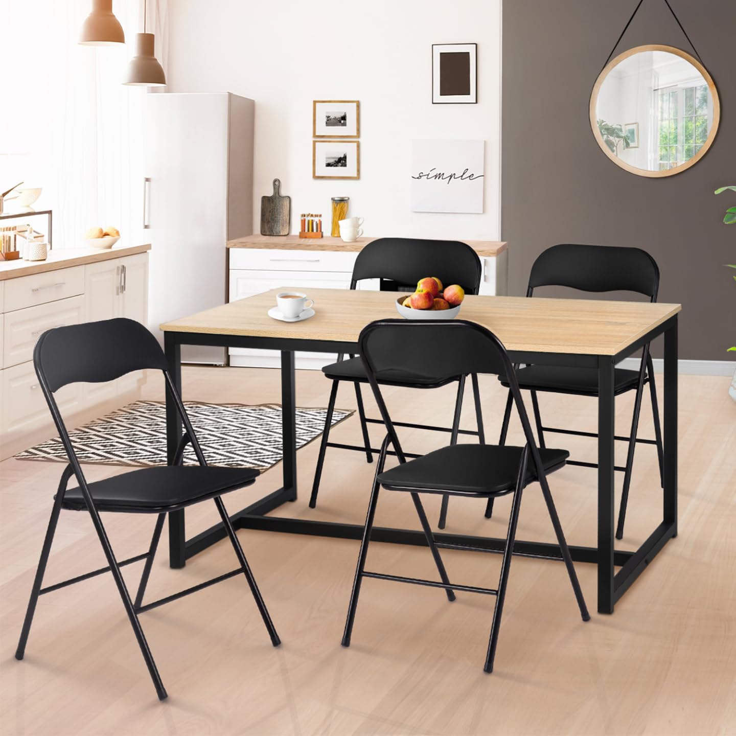 IDMarket - Lot de 4 chaises Pliantes KITY Noires en PU