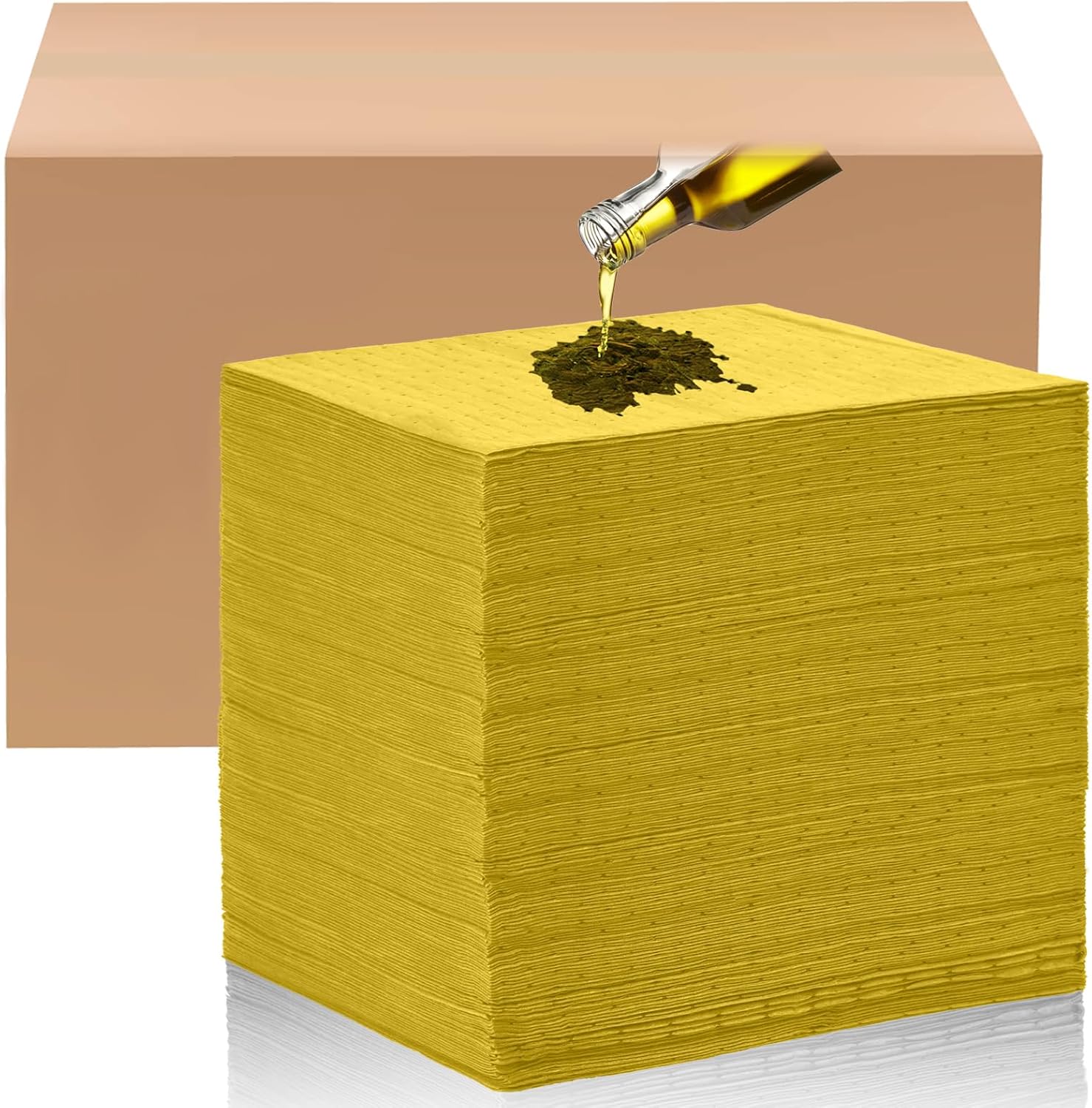 Hoolerry Oil Absorbent Pads Weight Dimpled Pad Garage Accessories Water Absorbent Mat Oil Spill Mat for Absorbing Protecting Home Garage Basement(15 x 17 Inch,Gray,100 Pcs)