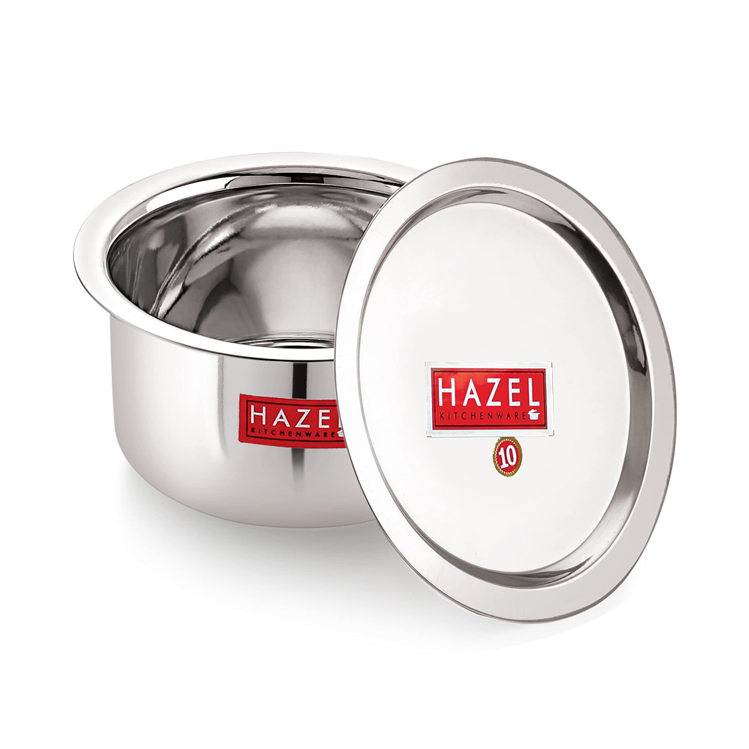 HAZEL Alfa Stainless Steel Tope Patila with Lid Premium Heavy Gauge Round Bottom Boiling Vessels Bhagona Dekchi, 16.5 cm, 1 Litre-image-35