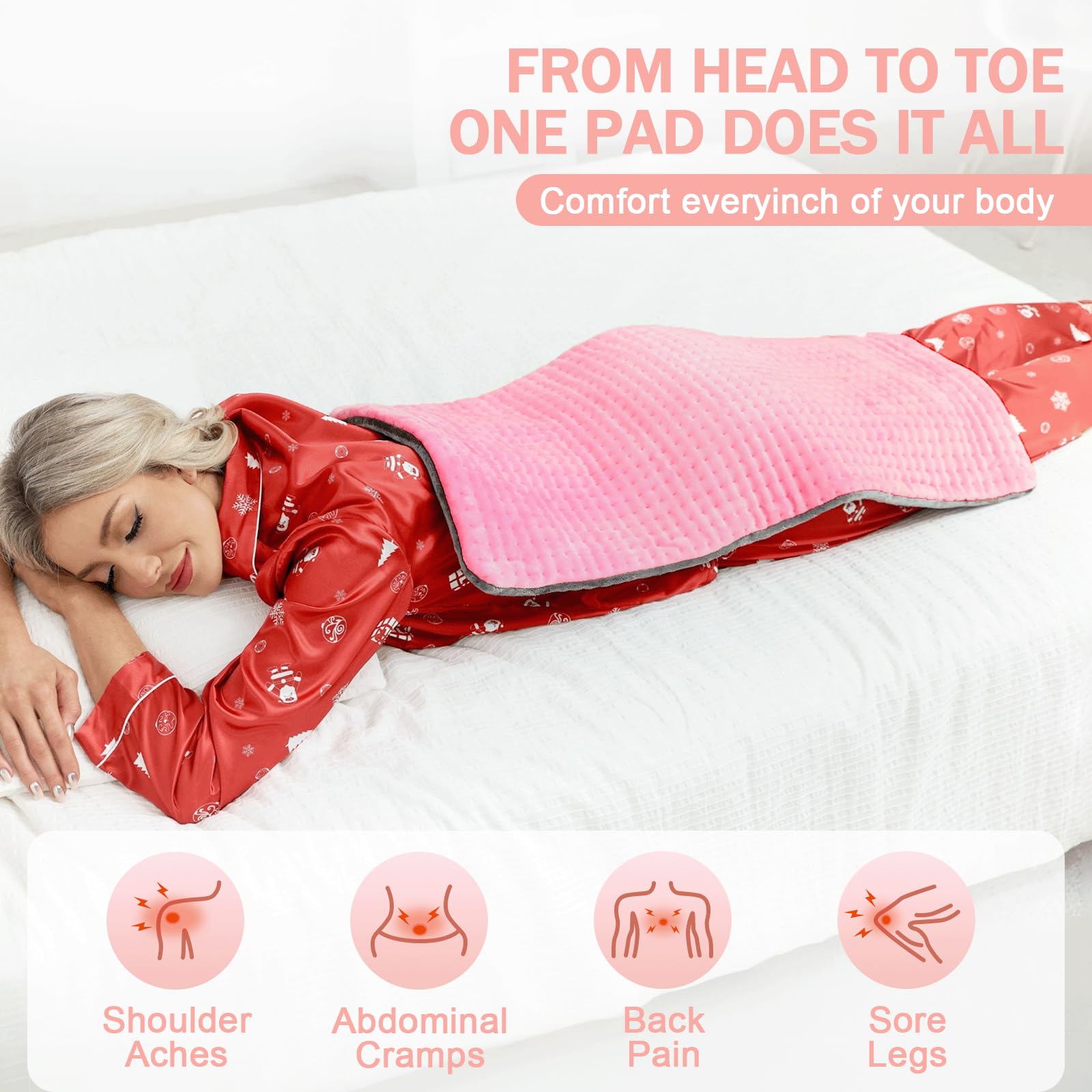 Dechoga Tappetino riscaldante in flanella a doppio strato, regolatore di temperatura a 9 passaggi e 4 timer, lavabile in macchina, morbido e pro-pelle, per collo, spalle (Rosa, 30x60cm)