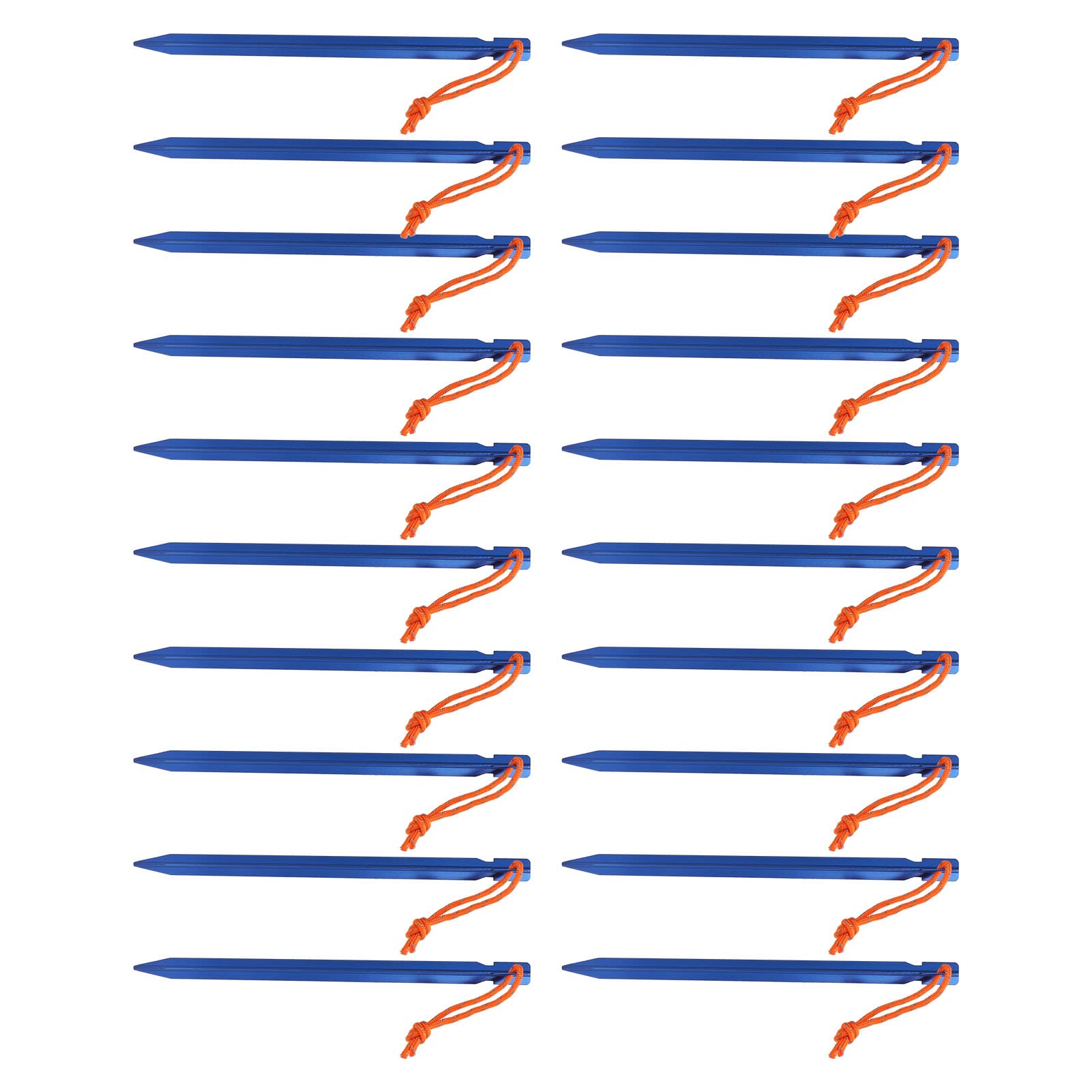 20 pezzi Picchetti per tende a forma di V, robusti, in lega di alluminio con corde per tettoie da campeggio all’aperto, picchetti da giardino impermeabili lunghi 9 pollici per cond (Blu)