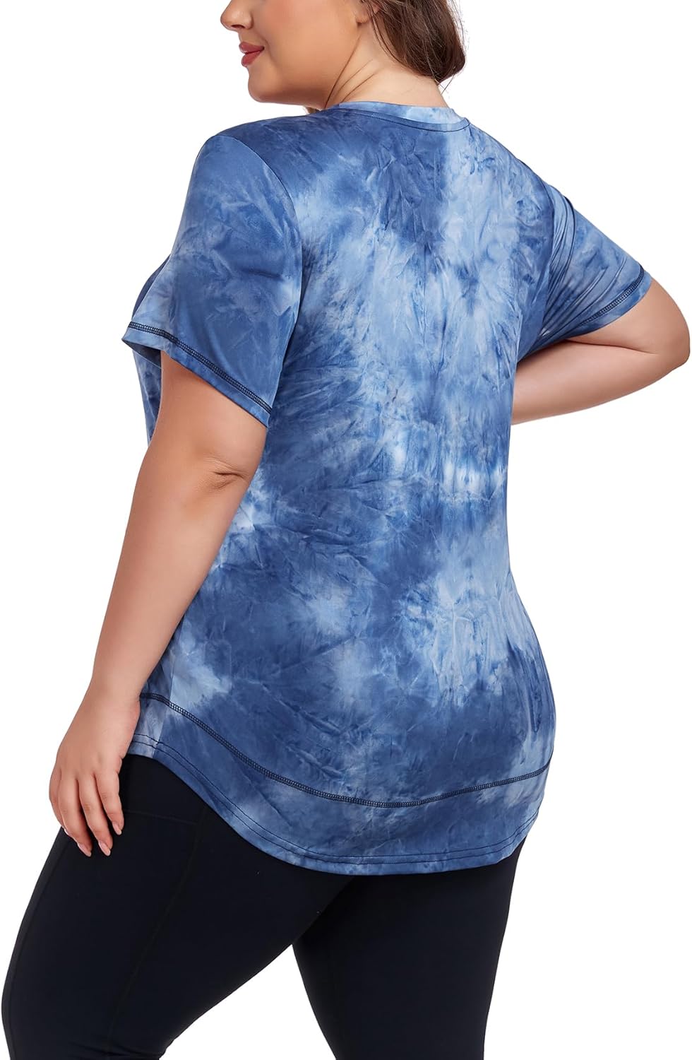 Women's Plus Size Workout Tops Short Sleeve Loose fit Shirts Athletic Gym Yoga Clothing - Image 3