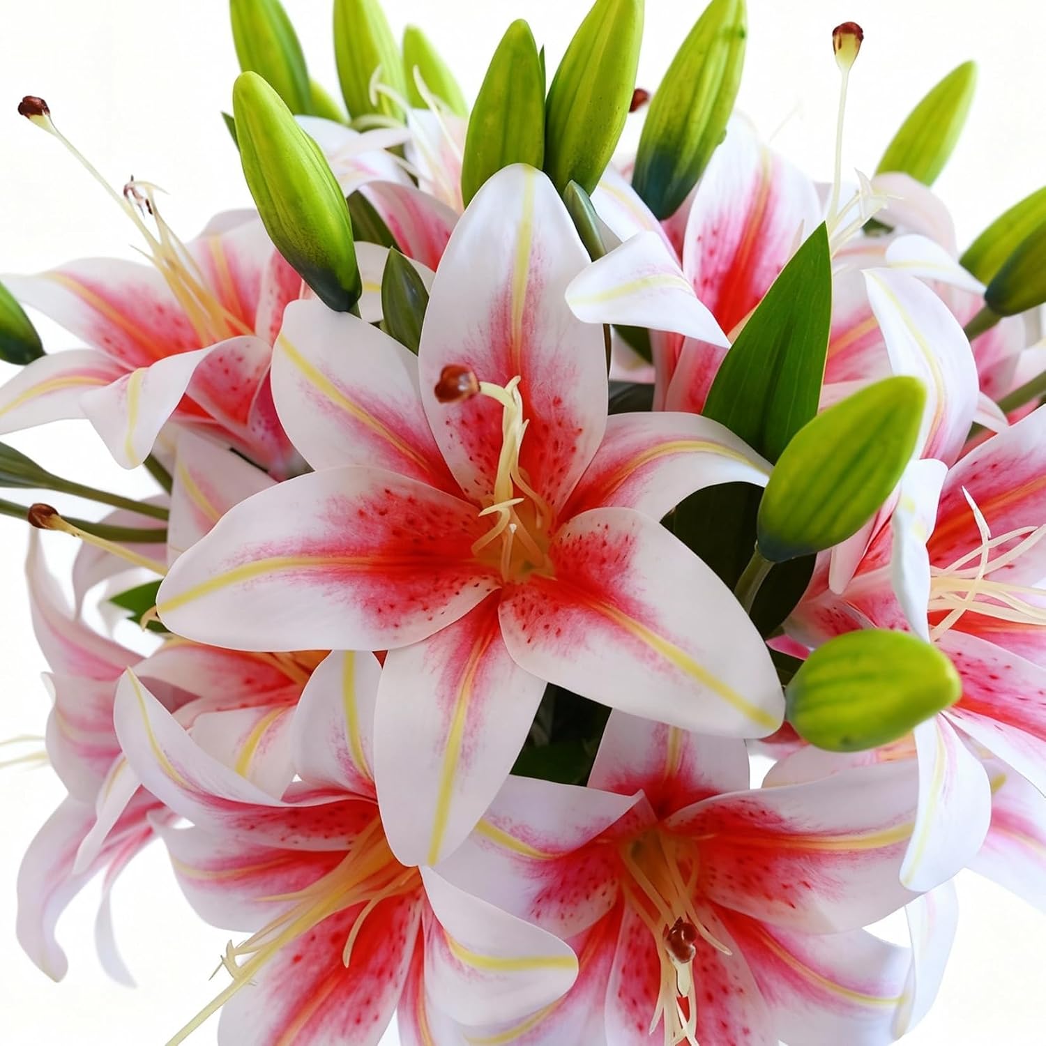 Garvee Artificial Lily Flower, Lifelike Pink Fake Lilies in Vase with Faux Water, Artificial Floral Arrangements for Home Office Anniversary, Birthday & Special Occasions Decor