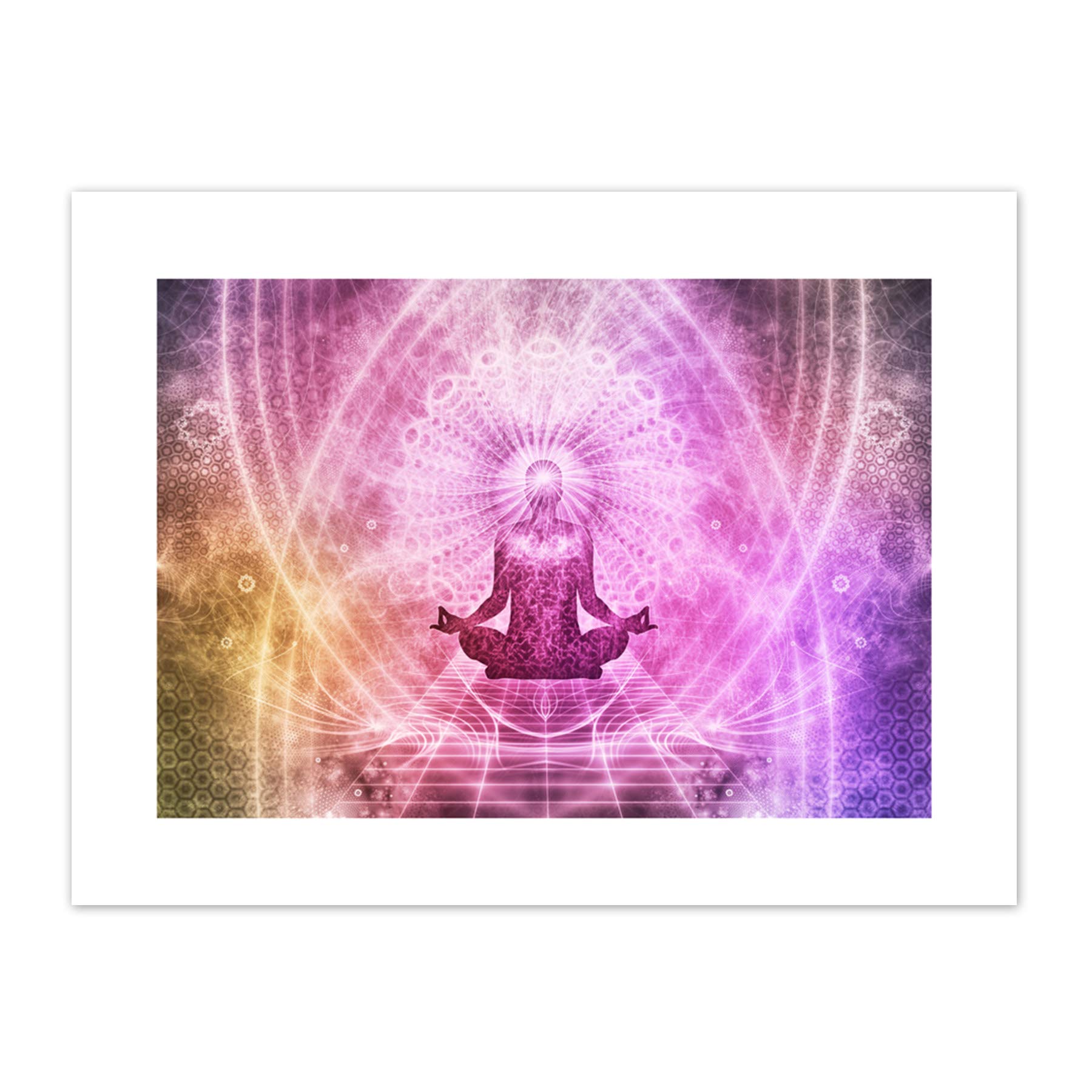 Buddhism Yoga Pose Psychedelic Canvas Wall Art Print