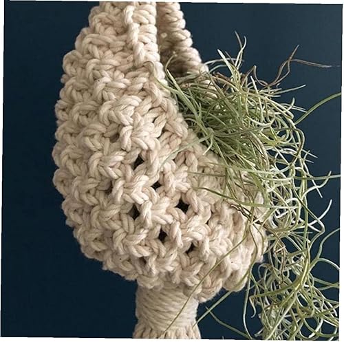 Miniatura 4 de 2 soportes para plantas de aire de macramé, cordón de algodón, colgador de plantas de aire, mini macetas colgantes para decoración de dormitorio,