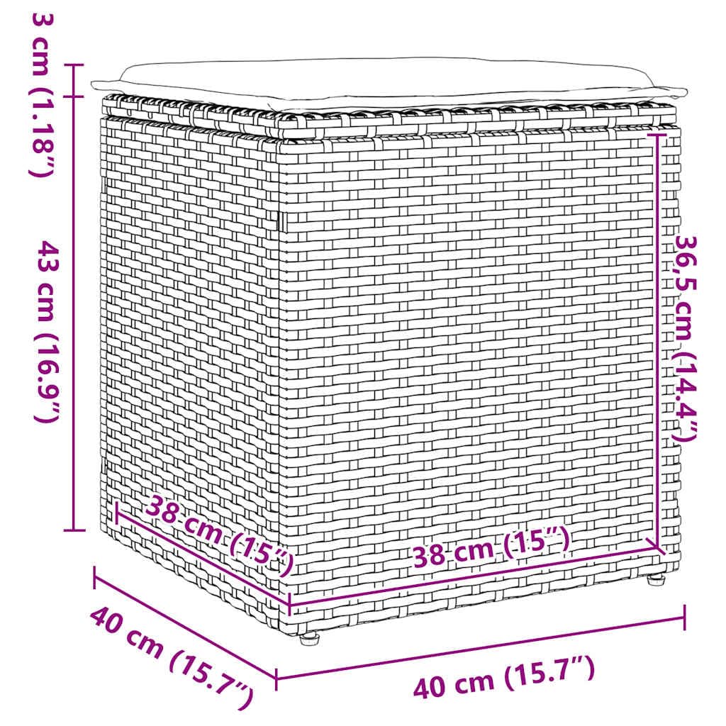 vidaXL Taburetes de Jardín con Cojines 2 uds Beige 40x40x43 cm al Aire Libre