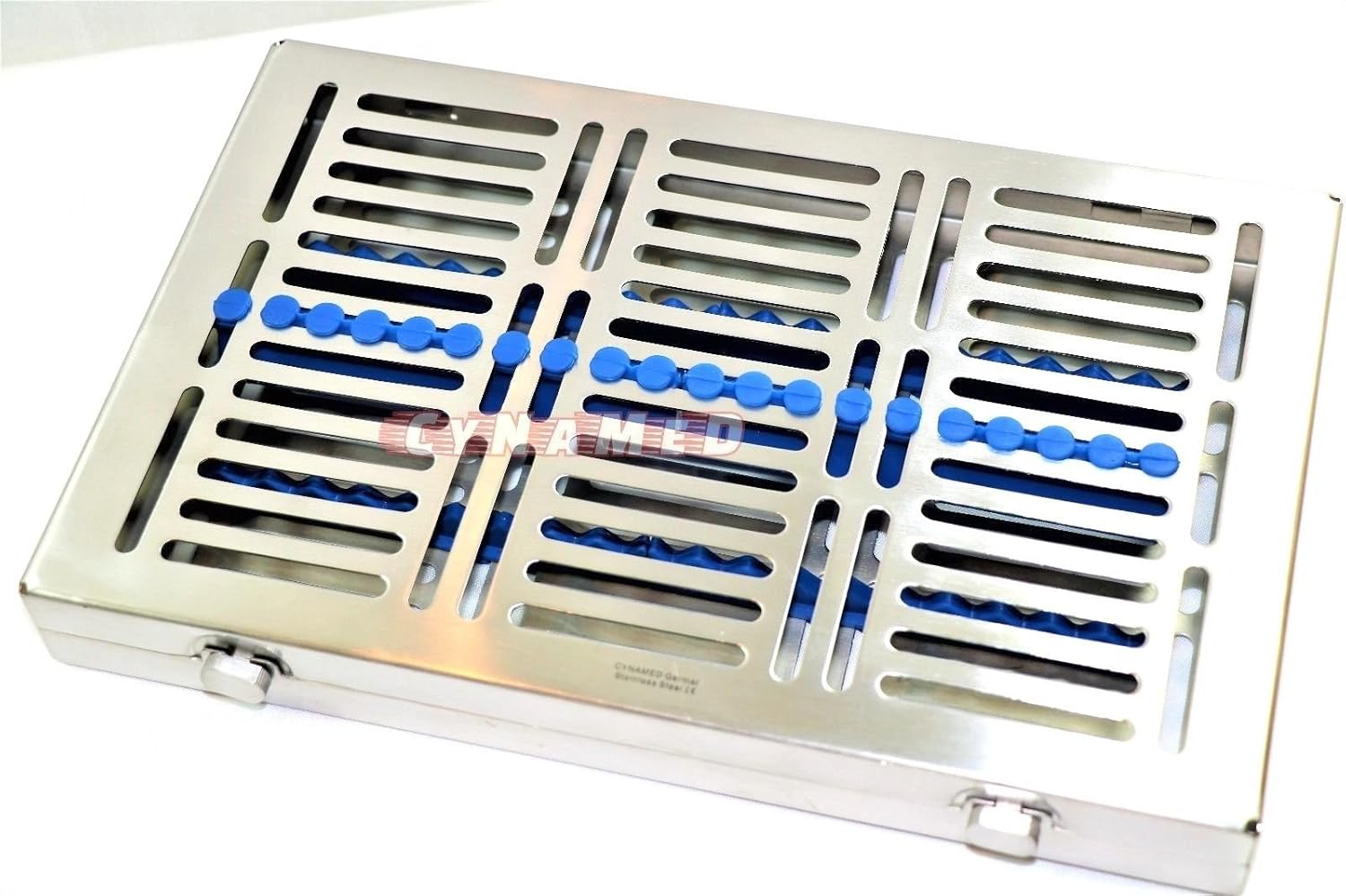 1 German Heavy Duty Dental Autoclave Sterilization Cassettes Racks Box for 20 Instruments Blue CYNAMED