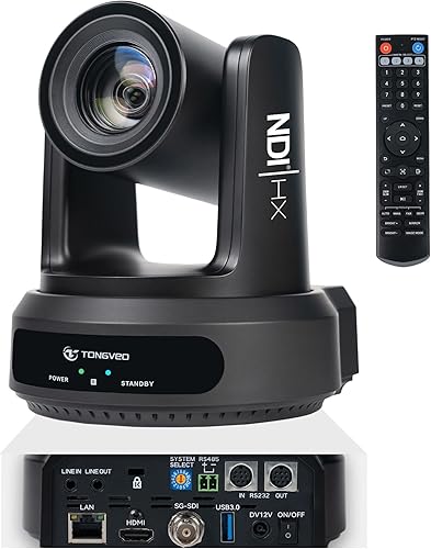 Miniatura 11 de TONGVEO 4K NDI Cámara PTZ con seguimiento automático AI 20X Zoom óptico HDMI Transmisión en vivo IP SDI USB3.0 PoE LAN Soporta para adoración