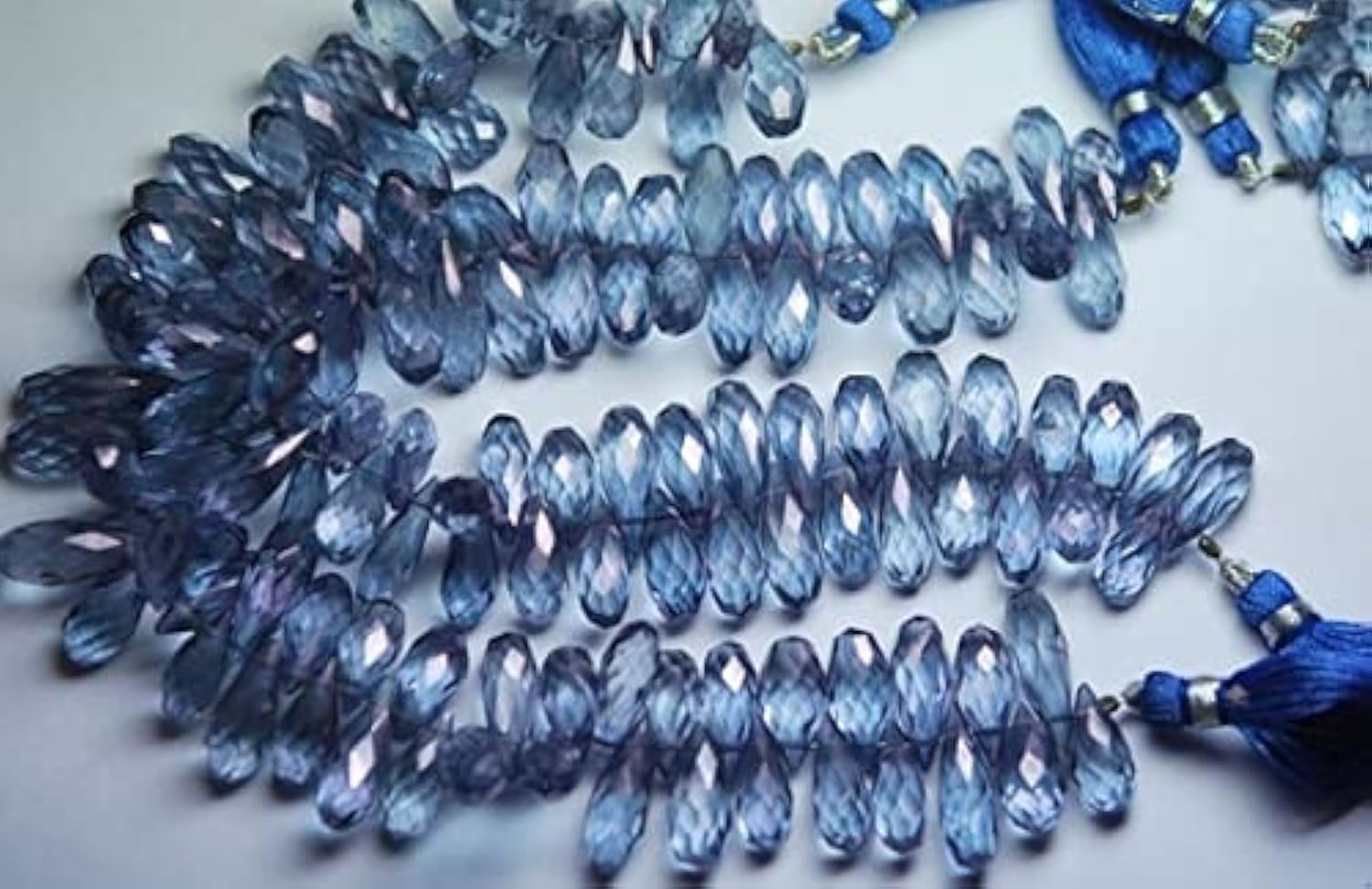 Quartz tanzanite mystique micro-facetté LKBEADS, briolettes gouttes de luxe pour haute joaillerie