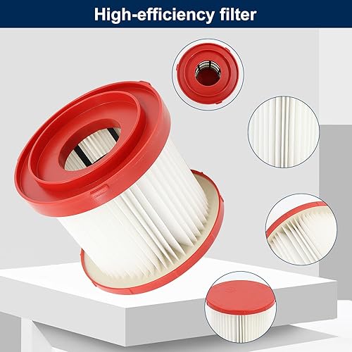Miniatura 4 de Filtro de vacío 49-90-1900 para Milwaukee, compatible con Milwaukee inalámbrico M18 Vacuum 0780-20 0880-20, paquete de 2 filtros de vacío en seco y
