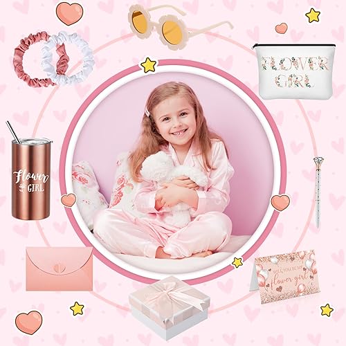 Miniatura 5 de Sieral Juego de 10 cajas de propuestas para niña de las flores, regalo con texto en inglés "Will You Be My Flower Girl", juego de caja de propuesta