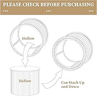 Vista 7 de Juego de 2 mesas de centro anidadas de AVZEAR, mesa de café redonda pequeña con estrías, mesa auxiliar circular, mesas de centro modernas de madera