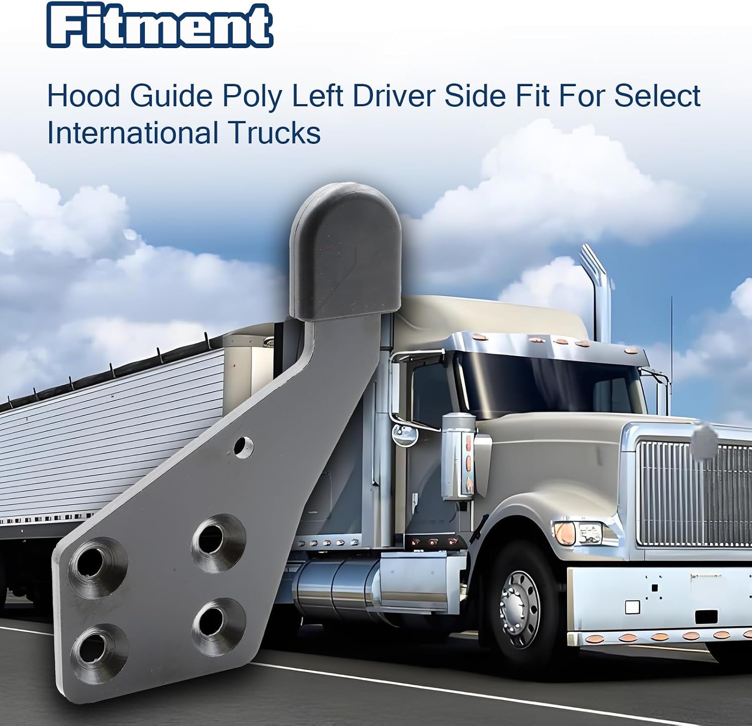 ASTROSYNC Hood Guide Poly LH Left Driver Side Fit For select International Trucks Replace HLK2733L 3810978C1 3810981C1 3810981C5