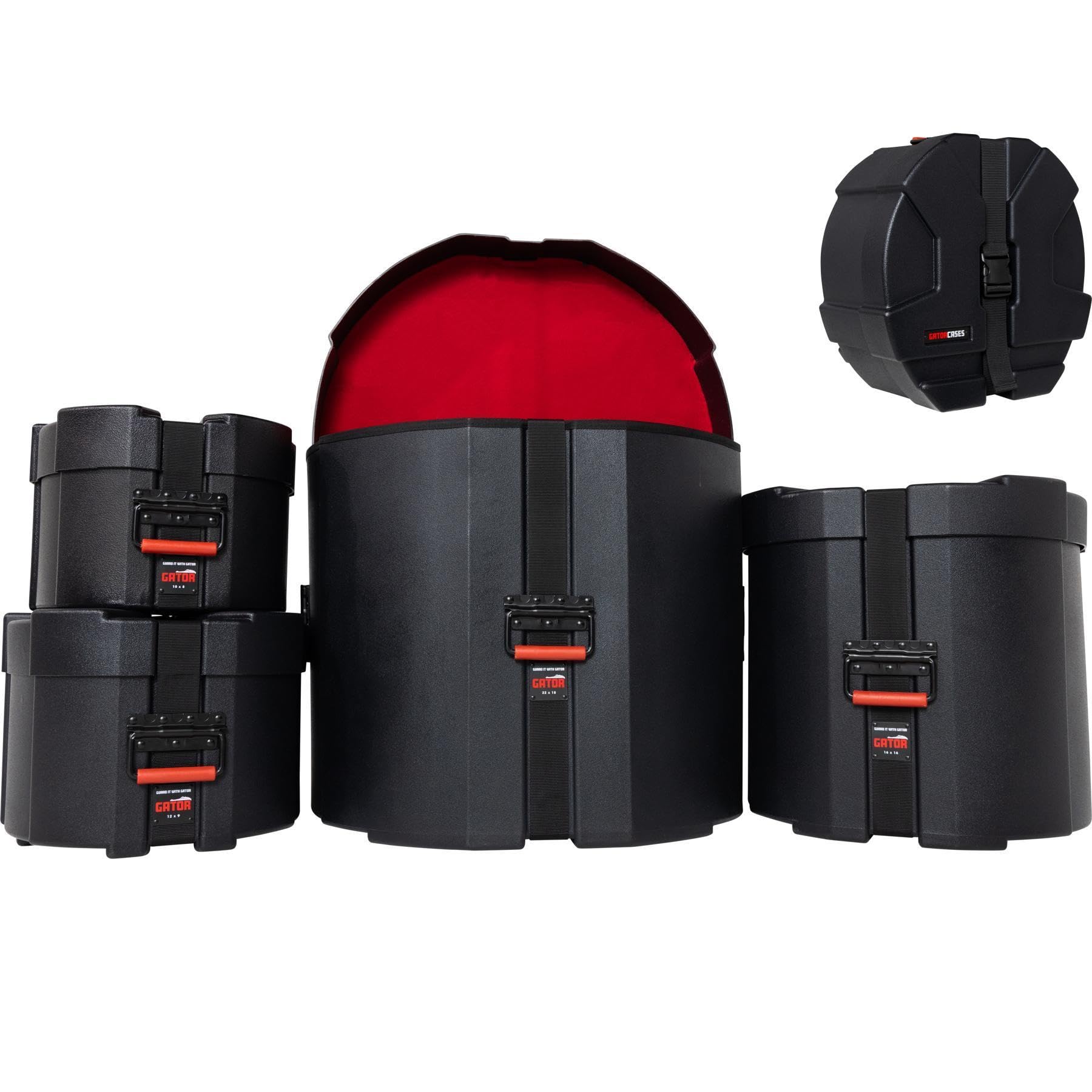 Gator Grooves 5-Piece Drum Case Set - Durable Roto-Molded Protection for 10