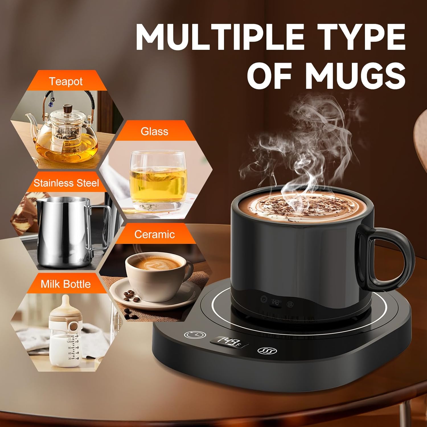 Agedbaby Mug Warmer with LED Display & Timer
