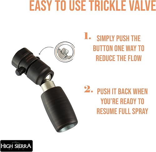 Miniatura 3 de High Sierra - Cabezal de ducha de 1,8 GPM de alta eficiencia y bajo flujo con válvula de goteo. Disponible en cromo, níquel cepillado, bronce