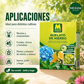 Iron Chelate Granulated 50g | Ferric Chlorosis Corrector and Yellow Leaves | NK Fertilizer with Iron EDDHA for Citrus, Hydrangea, Fruit Trees, Orchard and Plants | Nexum Market