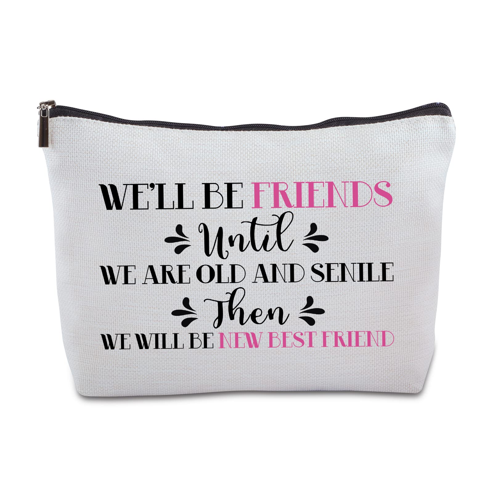 Best Friend Birthday Gifts for Women Zipper Makeup Bag Travel Cosmetic Bag Friendship Gifts for Women Friends BFF Unbiological Soul Sister Bestie