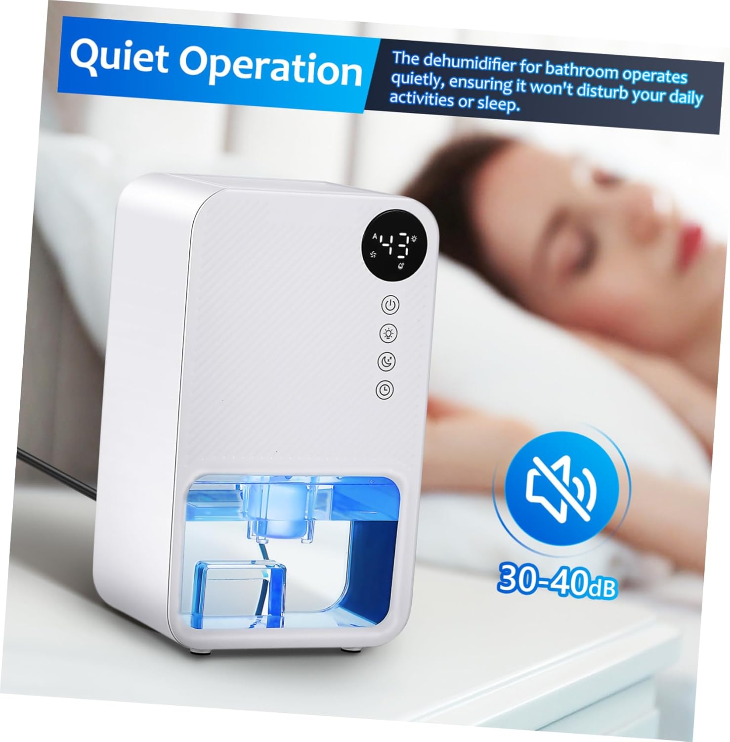 Efficient Small Room Dehumidifier for Bathroom Bedroom Basement Led Plug