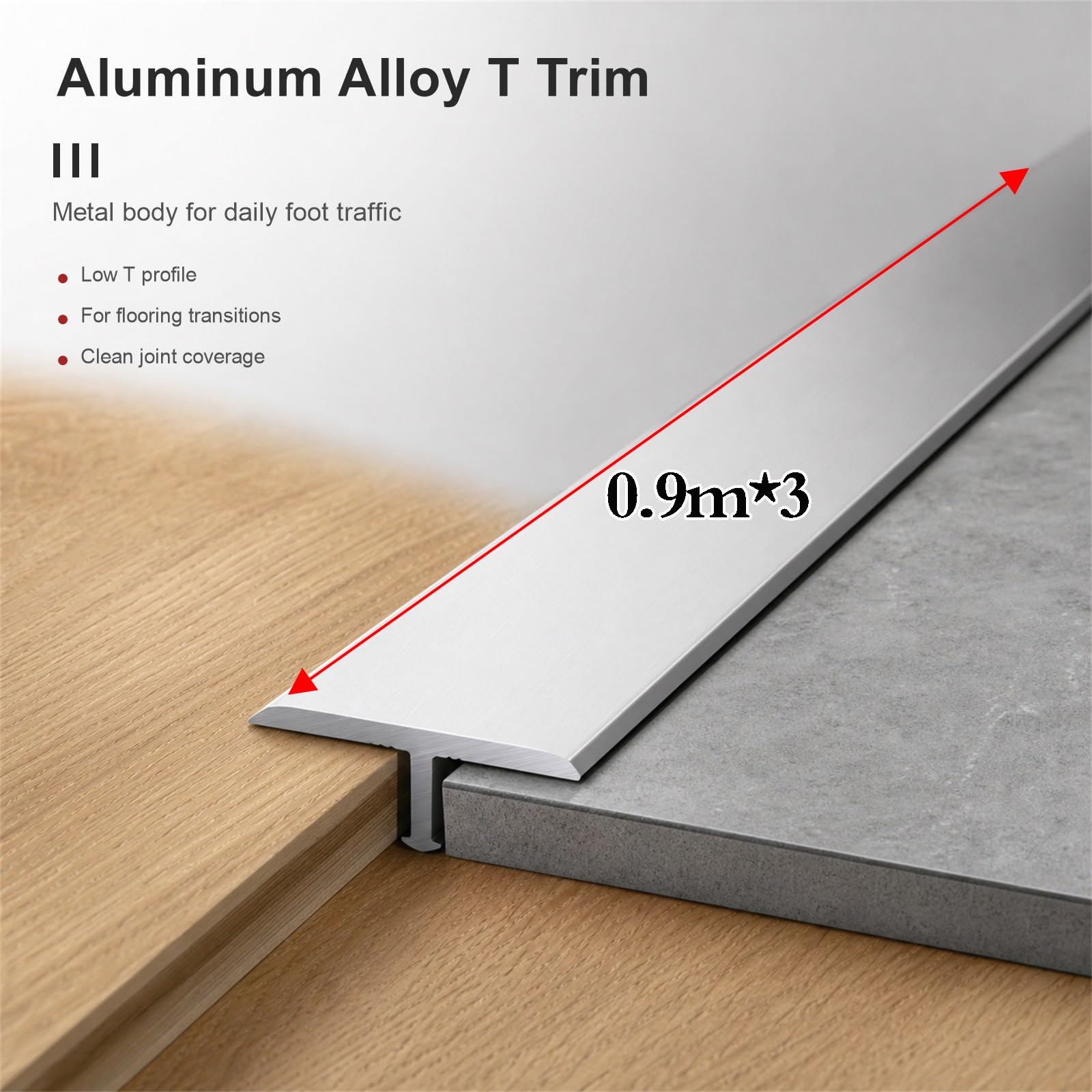 Perfil T Metal para Transiciones,Perfil Remates MetáLico Suelo,Perfil Metal TransicióN Autoadhesi Perfil T,FáCil InstalacióN,para Acabado De Baldosas Antideslizantes
