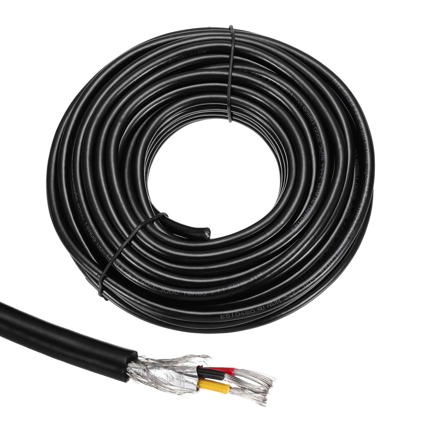 sourcing map 1 cable blindado UL2464 de 18 AWG 15,24 m (50 pies) 300 V 3 conductores de PVC eléctrico CNC con blindaje de doble capa para electrodomésticos, cableado automotriz