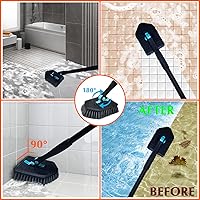 Vista 3 de Cepillo de limpieza 3 en 1 con mango largo, cepillo de ducha para bañera y azulejos con mango largo extensible de 51 pulgadas, cepillo de cerdas