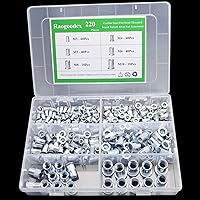 Vista 6 de Juego de 220 tuercas remachables de cabeza plana roscada, kit surtido de tuercas de remache - M3 M4 M5 M6 M8 M10