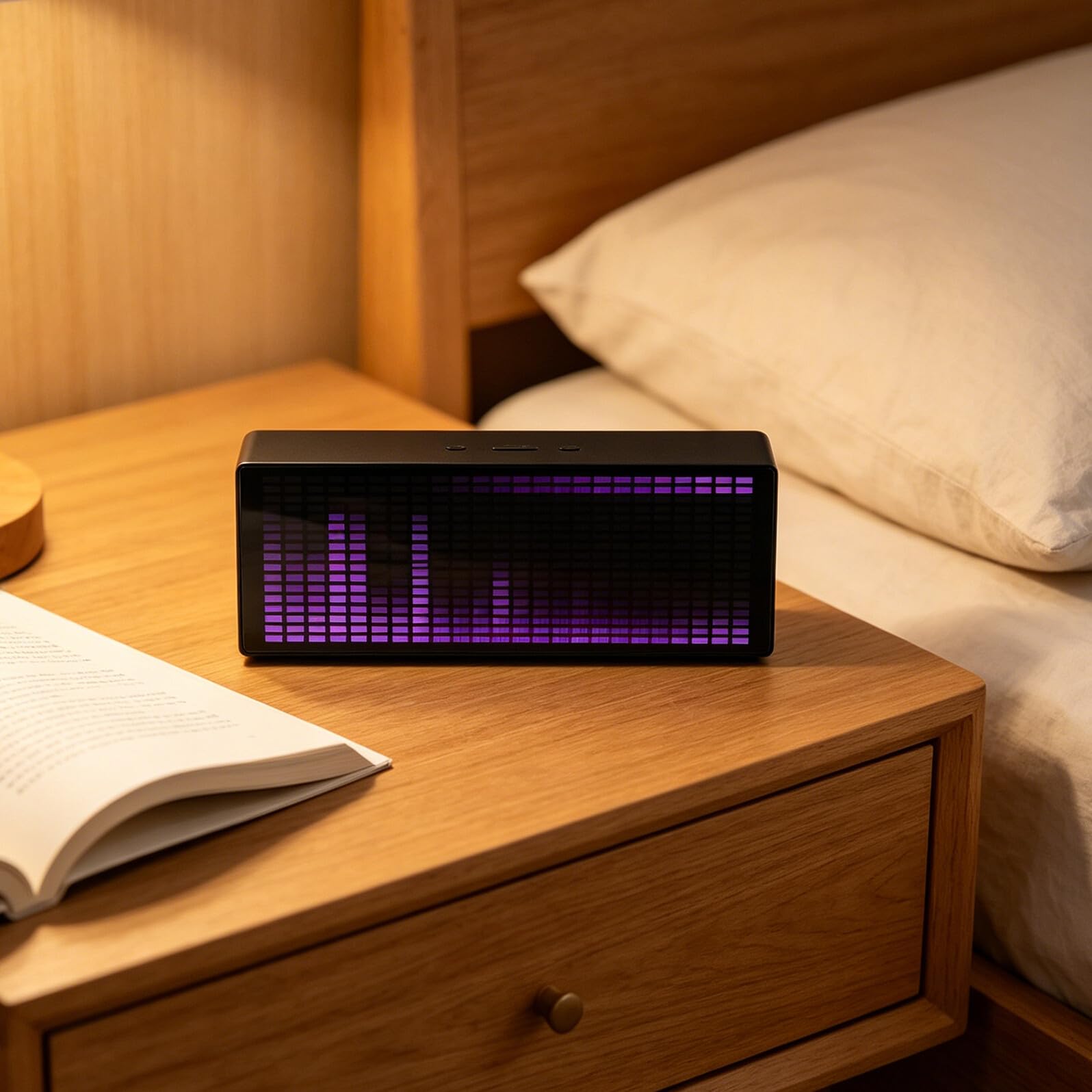 Elektroniczny Zegar LED Rgb z Wizualizatorem Dźwięku i Alarmem Czujnik Rytmu Muzyki Diody Rgb Efekty Świetlne Zegar Biurkowy Do Domu i Biura Sterowanie Głosem i Linią Audio