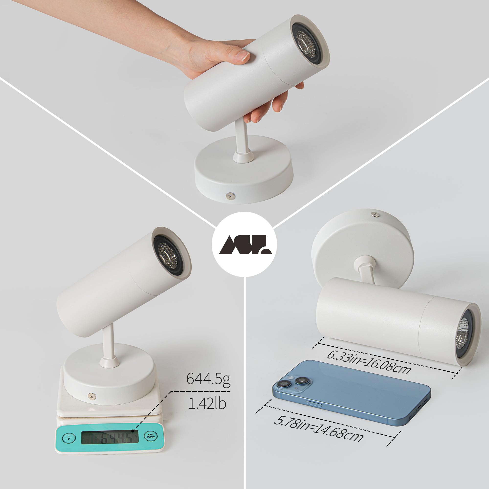 Aisilan Deckenstrahler LED 1 Flammig Weiß Dimmbar GU10 Schwenkbar Deckenleuchte Strahler Modern Drehbar Deckenlampe Spots für Wohnzimmer, Schlafzimmer, Küche